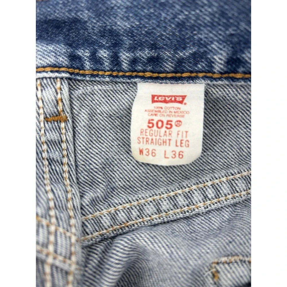 Vtg 1999 Levis 505 Regular Fit Jeans 36x36 Dark Wash Rinse Denim Mexico Y2K 90s